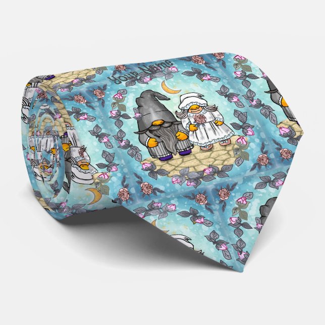 Bride & Groom gnome  Neck Tie (Rolled)