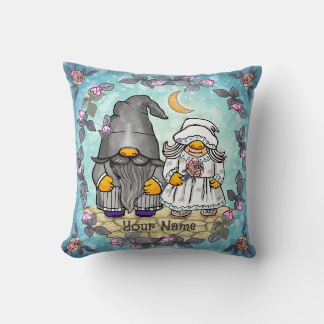 Bride & Groom gnome  Throw Pillow (Front)