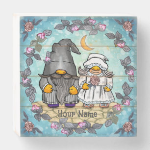 Bride & Groom gnome Wooden Box Sign