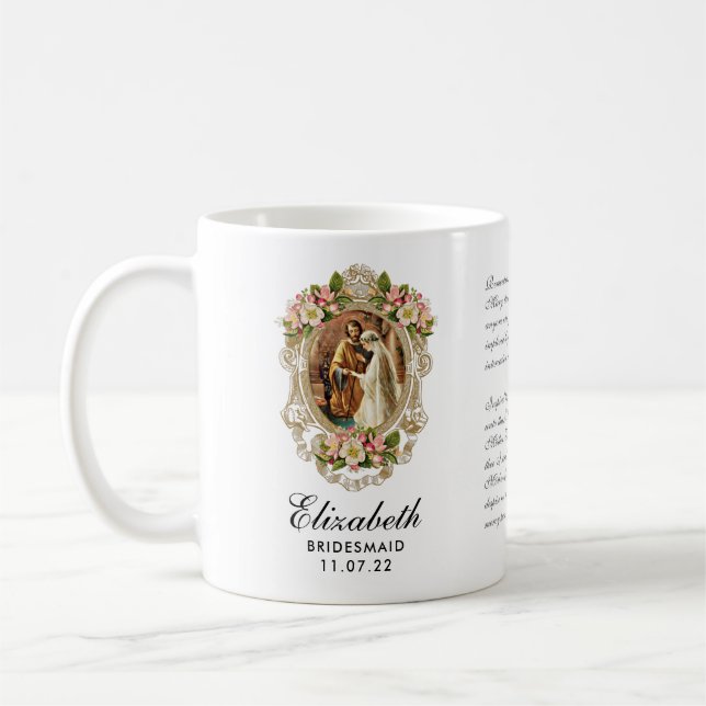 Bride Groom Gold Floral Prayer Bridesmaid Coffee Mug (Left)