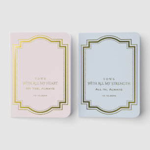 Bride Groom Gold Frame Paired Vows Wedding Foil Vow Books
