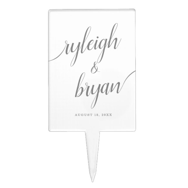 Bride & Groom Handwritten Calligraphy Wedding Cake Topper (Front)