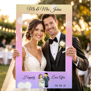 Bride & Groom Happily Ever After Wedding Day Selfie Frame