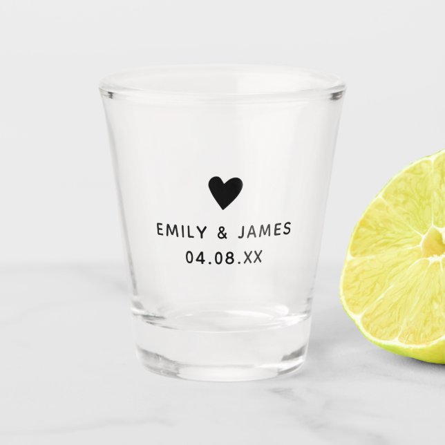 Bride Groom Heart Gift Engagement Wedding Favor Shot Glass (Front)