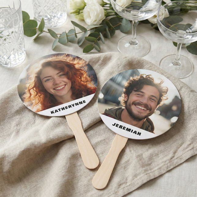 Bride Groom Her Him Photo Wedding Shower Game Hand Fan (Creator Uploaded)