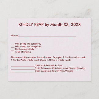 Bride & Groom in Sunset RSVP Menu Postcard