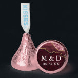 Bride Groom Initials Rose Gold Marble Geode Hershey®'s Kisses®<br><div class="desc">Elegant Bride and Groom Initials Watercolor Rose Gold Marble Agate Geode Wedding Favor Chocolate Candy Treats</div>