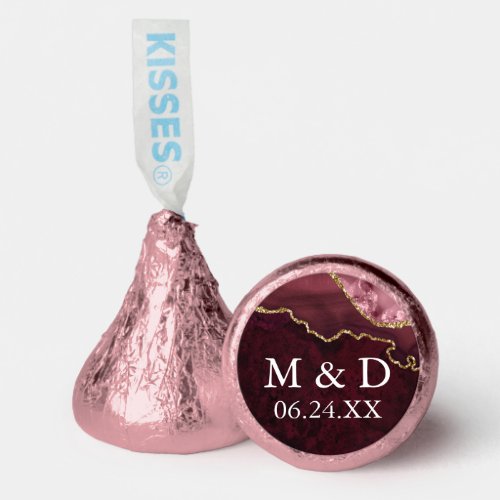 Bride Groom Initials Rose Gold Marble Geode Hersheys Kisses