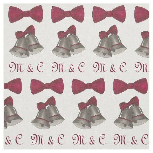 Bride Groom Initials Silver Bells Wedding Marriage Fabric