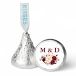 Bride Groom Initials Wedding Burgundy Floral Hershey®'s Kisses®