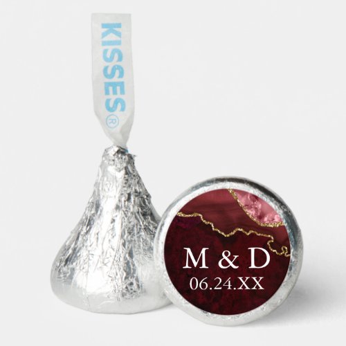 Bride Groom Initials Wedding Burgundy Marble Geode Hersheys Kisses