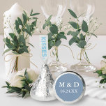 Bride Groom Initials Wedding Dusty Blue Hershey®'s Kisses®<br><div class="desc">Elegant Bride and Groom Initials Wedding Favor Chocolate Candy Treats  - Dusty Blue or Pick Background Color</div>