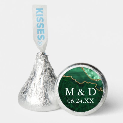 Bride Groom Initials Wedding Green Marble Geode Hersheys Kisses