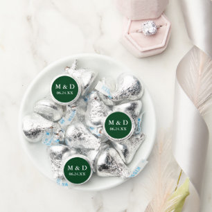 Bride Groom Initials Wedding - Green or Pick Color Hershey®'s Kisses®