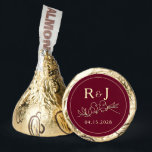 Bride Groom Initials Wedding Hershey®'s Kisses®<br><div class="desc">Elegant modern minimalist gold and red burgundy wedding candy favors with monogram - initials,  gold unique hand drawn couple love birds and trendy calligraphy.</div>