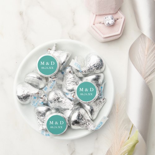 Bride Groom Initials Wedding Teal Hersheys Kisses