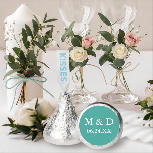 Bride Groom Initials Wedding Teal Hershey®'s Kisses®