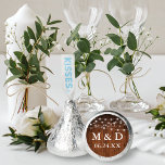 Bride Groom Initials Wood String Lights Wedding Hershey®'s Kisses®<br><div class="desc">Elegant Bride and Groom Initials Wedding Favor Treats Wrapped Chocolate Candy - Rustic Wood Print with String Lights</div>