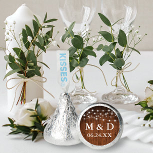 Bride Groom Initials Wood String Lights Wedding Hershey®'s Kisses®