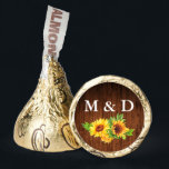 Bride Groom Initials Wood Sunflowers Gold Hershey®'s Kisses®<br><div class="desc">Elegant Bride and Groom Initials Wedding Favor Treats Gold Wrapped Chocolate Candy - Rustic Wood with Watercolor Sunflowers Floral and botanical greenery.</div>