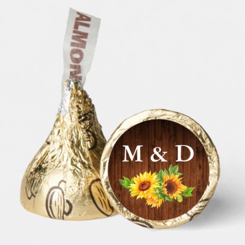 Bride Groom Initials Wood Sunflowers Gold Hersheys Kisses