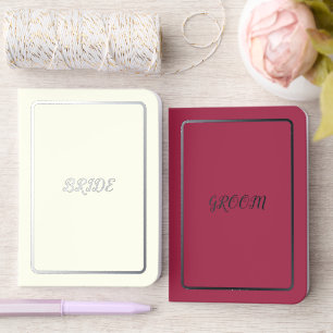 Bride & Groom Ivory and Wine Red Foil Vow Books