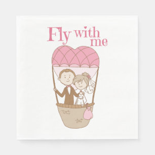 Bride Groom Just Married Wedding Hot Air Balloon Napkins