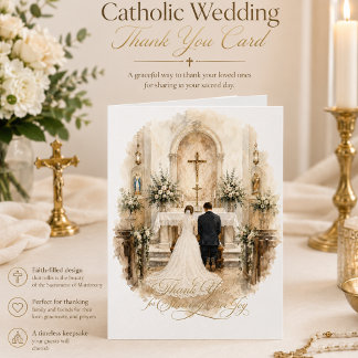 Bride & Groom Kneeling at Altar Wedding Card