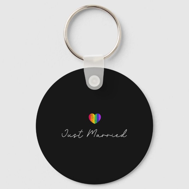 Bride Groom Lgbtq Bachelor Party Wedding Tee - Bla Keychain (Front)