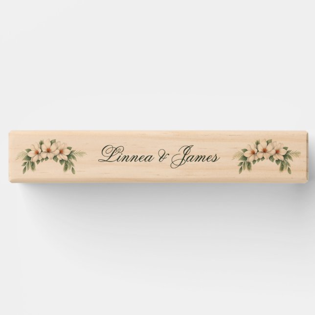  Bride Groom Magnolia Winter Wedding Pine Tree Topple Tower (Front)