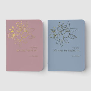 Bride Groom Misty Rose Dusty Blue Vows Wedding Foil Vow Books