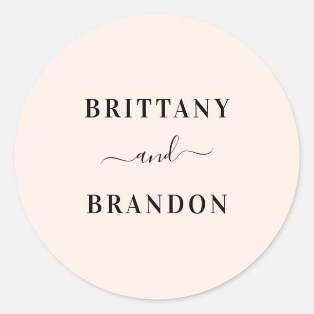 Bride & Groom Modern Wedding Blush Favor Seal (Front)