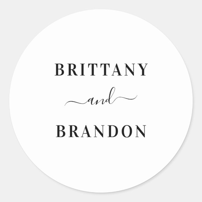 Bride & Groom Modern Wedding Favor Seal (Front)