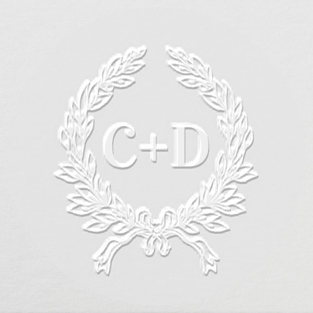 Bride groom monogram classic laurel wreath embosser (Design)