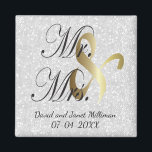 Bride & Groom | Mr & Mrs Wedding Keepsake Magnet<br><div class="desc">Wedding Day Favor Magnet. A Wedding Day Keepsake from the Bride and Groom ready to personalize. ✔Note: Not all template areas need changed. 📌If you need further customization, please click the "Click to Customize further" or "Customize or Edit Design" button and use our design tool to resize, rotate, change text...</div>