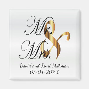 Bride & Groom Mr & Mrs Wedding Keepsake Magnet