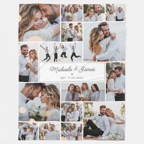 Bride & Groom Names 16-Photo Collage Wedding Gift