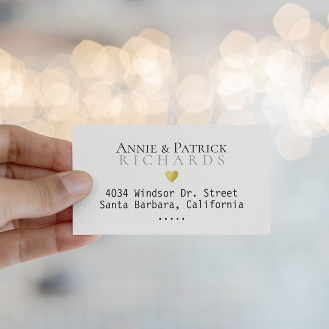 Bride Groom Names Address Business Card (romantic & elegant)