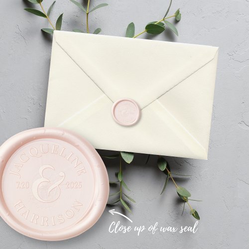 Bride Groom Names Date Wedding Invitation Envelope Wax Seal Stamp