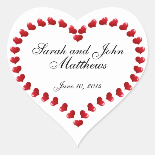 Bride Groom Names Hearts Wedding Favour Stickers