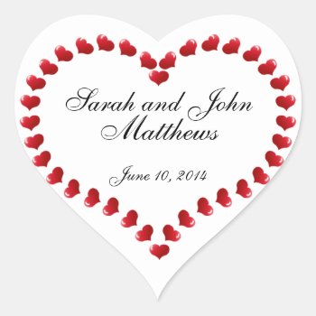Bride Groom Names Hearts Wedding Favour Stickers by WeddingCentre at Zazzle