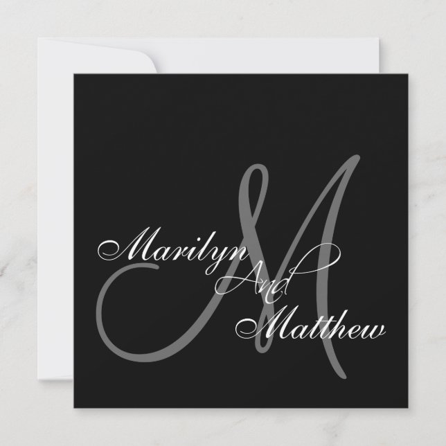 Bride Groom Names Monogram Wedding Invitations (Front)