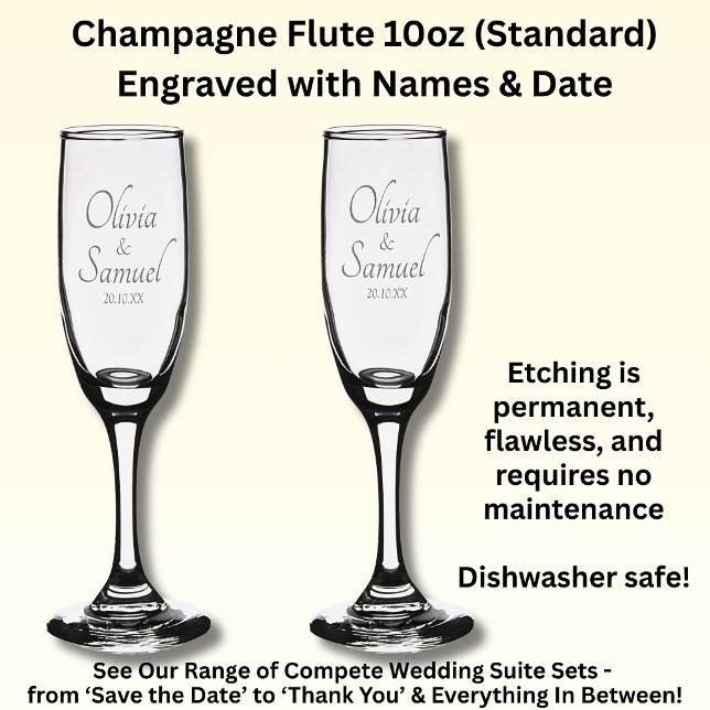 Bride & Groom Names on  Champagne Flute (Creator Uploaded)