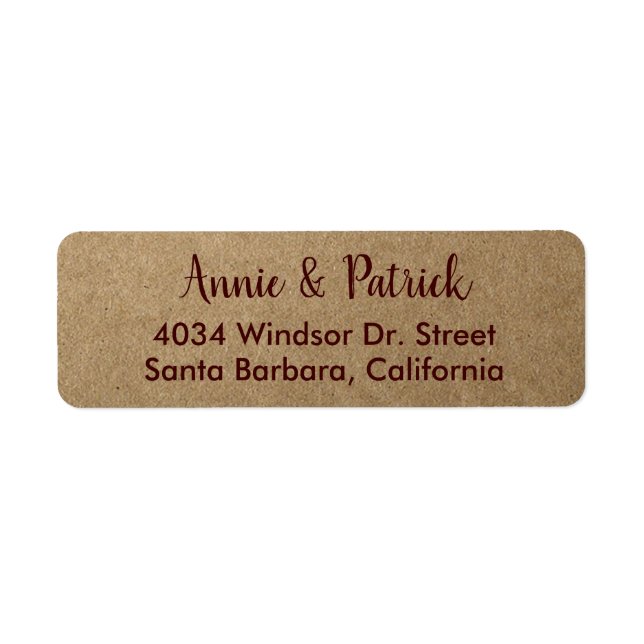 bride groom names return address label (Front)