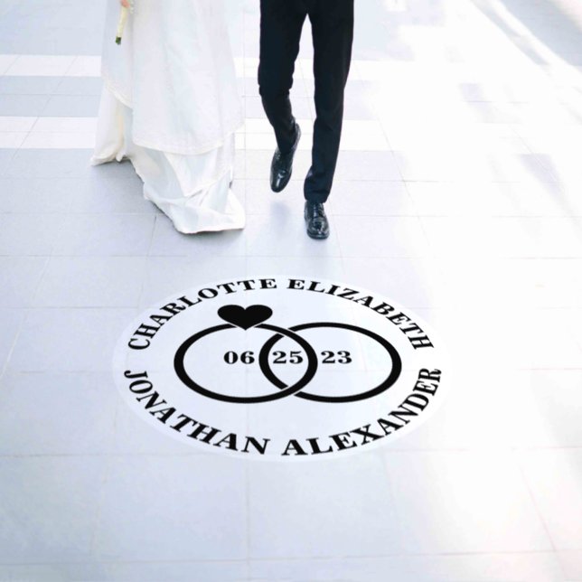 BRIDE & GROOM NAMES, WEDDING RINGS  FLOOR DECALS (Wedding)