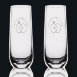 BRIDE & GROOM NAMES, WEDDING RINGS  STEMLESS CHAMPAGNE FLUTE<br><div class="desc">Celebrate your wedding with these Personalized Champagne Flutes. Wedding rings,  your names and wedding date!  Simple and elegant etched design perfect to celebrate with a beautiful toast at your wedding reception.</div>