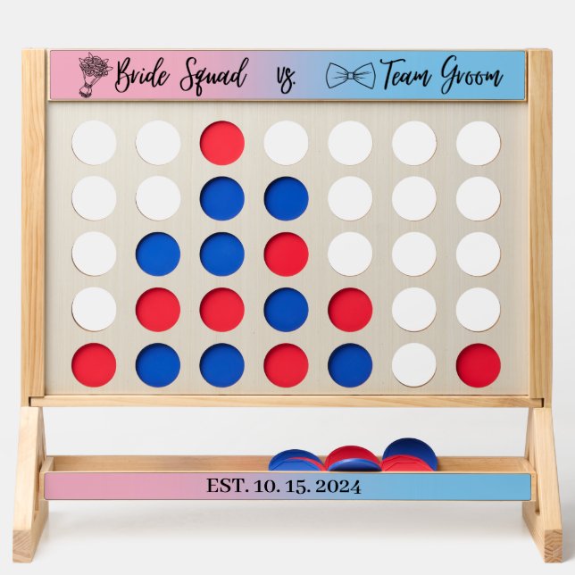 Bride & Groom Outdoor Wedding Jumbo Fast Four Game (Front)