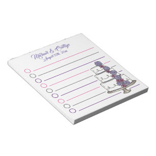 Bride Groom Personalized Floral Cake Wedding Favor Notepad