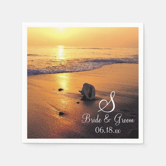Bride Groom Personalized Monogram Wedding Date Pap Napkins (Front)