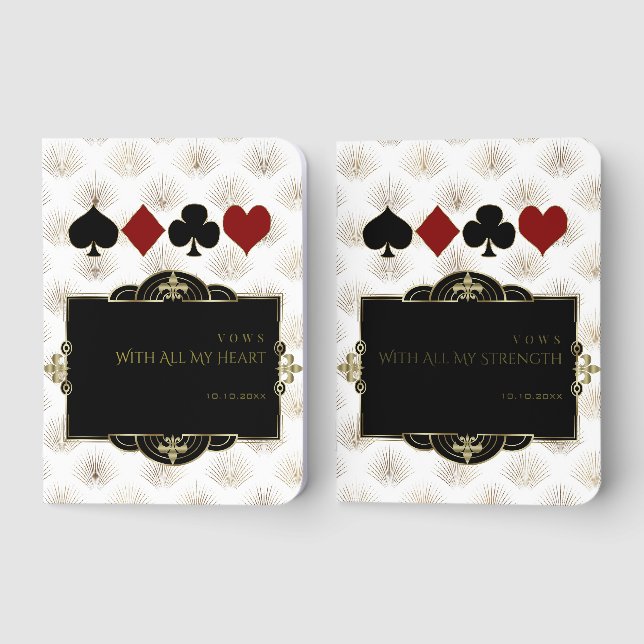 Bride Groom Personalized Paired Vows Wedding Foil Vow Books (Front)